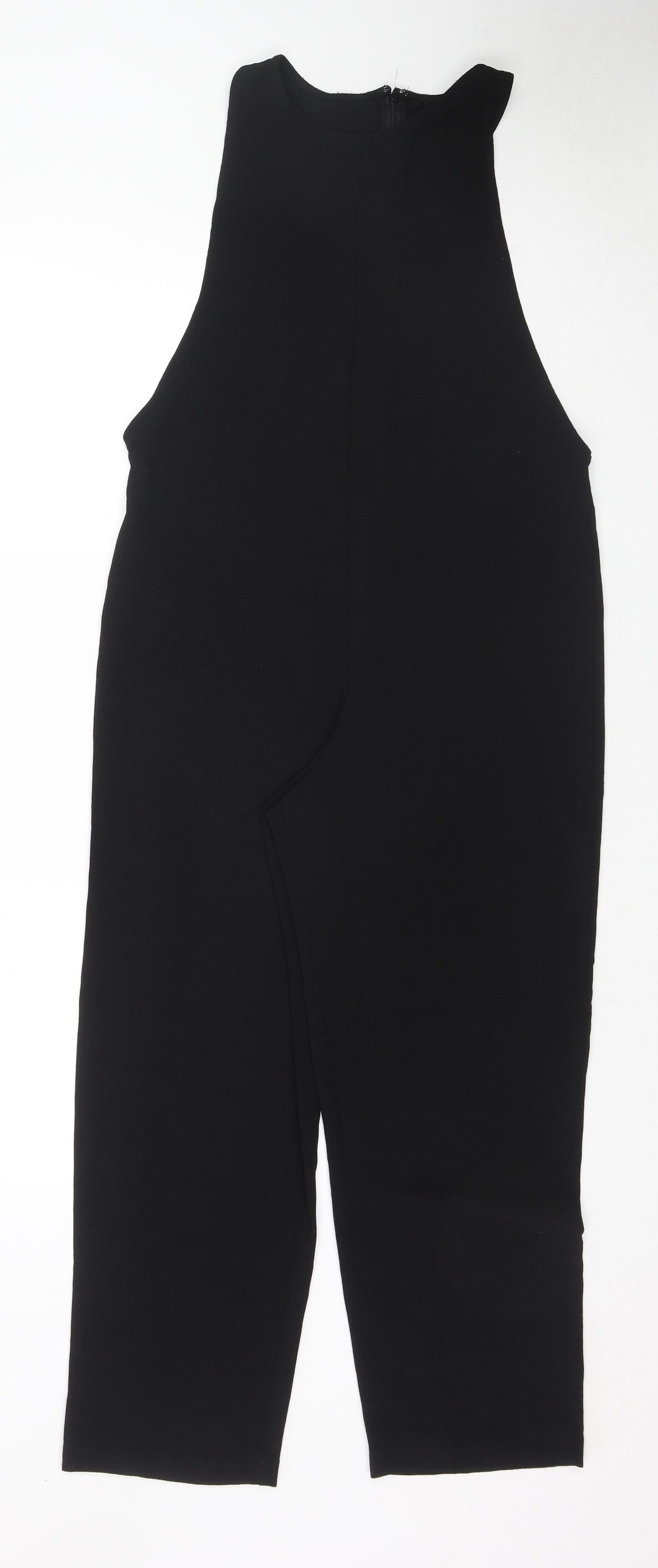 FOREVER 21 Womens Black Polyester Jumpsuit One-Piece Size S L28 in Zip