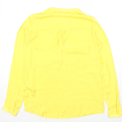 Zara Womens Yellow Polyester Basic Button-Up Size XS V-Neck