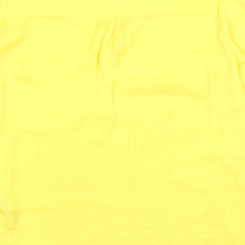 Zara Womens Yellow Polyester Basic Button-Up Size XS V-Neck