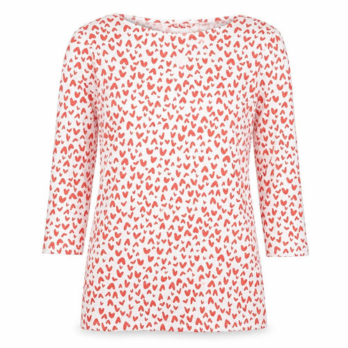 Garfield & Marks Womens Multicoloured Geometric Cotton Basic T-Shirt Size 10 Boat Neck - Hearts