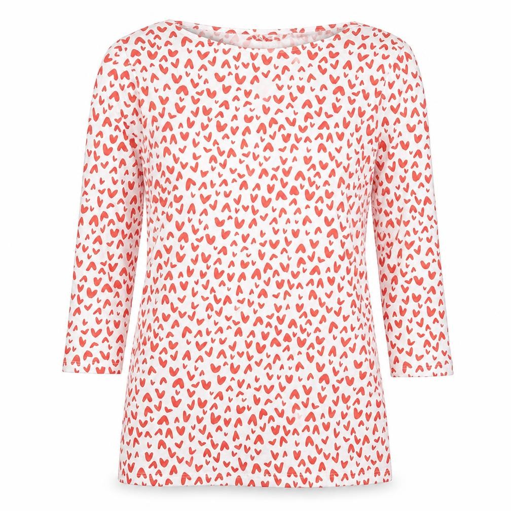 Garfield & Marks Womens Multicoloured Geometric Cotton Basic T-Shirt Size 10 Boat Neck - Hearts