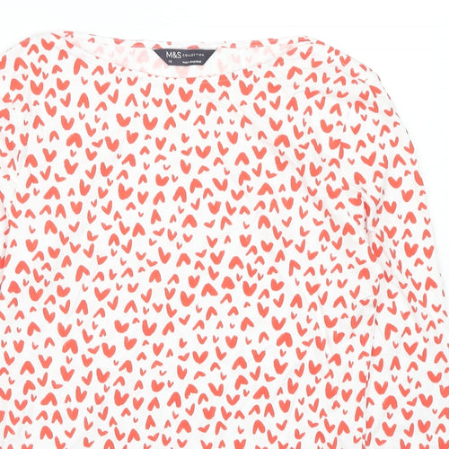 Garfield & Marks Womens Multicoloured Geometric Cotton Basic T-Shirt Size 10 Boat Neck - Hearts