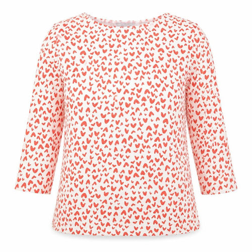 Marks and Spencer Womens Multicoloured Geometric Cotton Basic T-Shirt Size 10 Boat Neck - Hearts