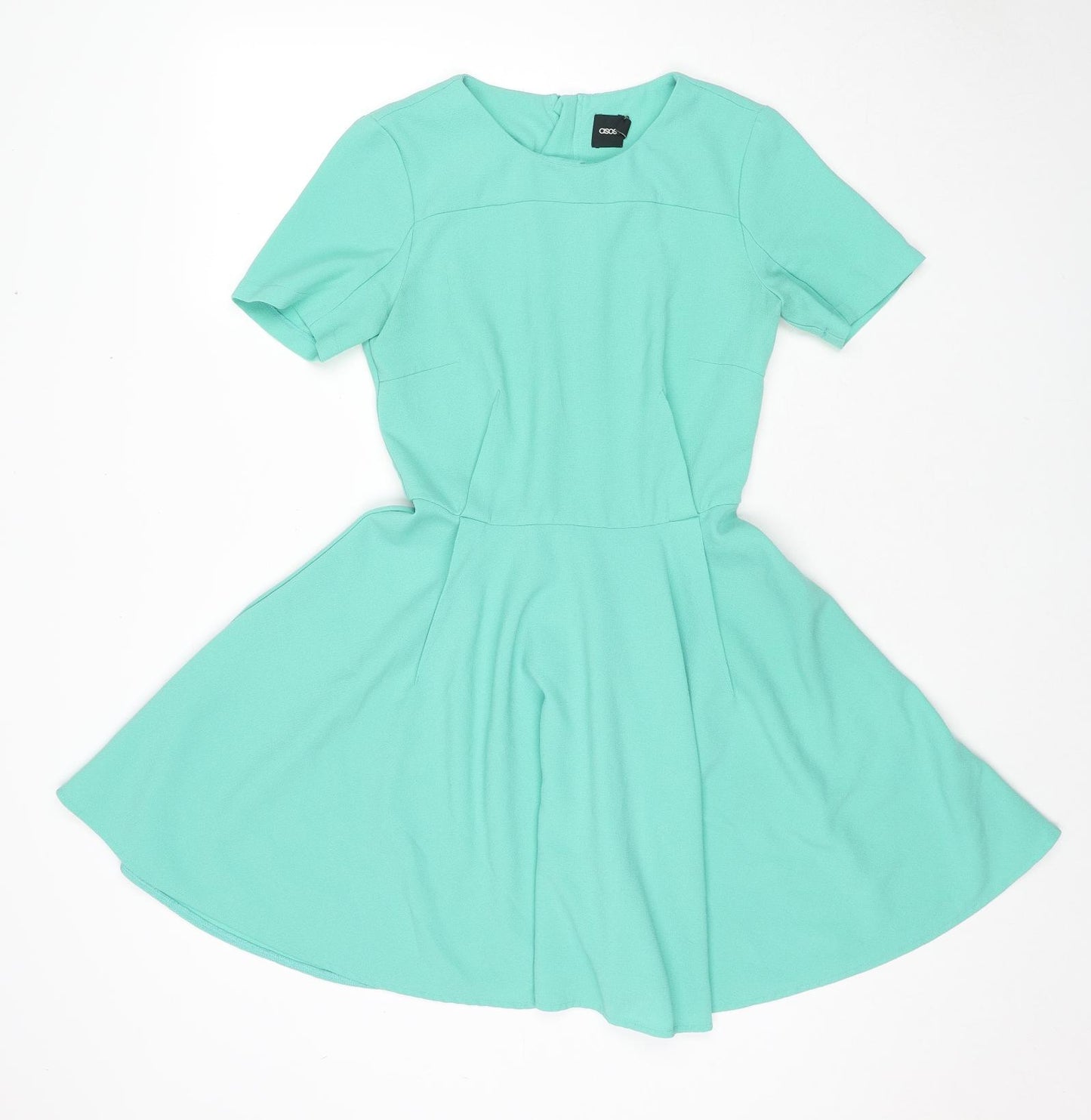 ASOS Womens Green Polyester Fit & Flare Size 8 Round Neck Pullover