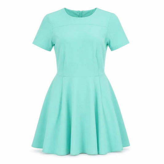 Front view of ASOS women’s green polyester fit & flare, size UK 8, round neck pullover