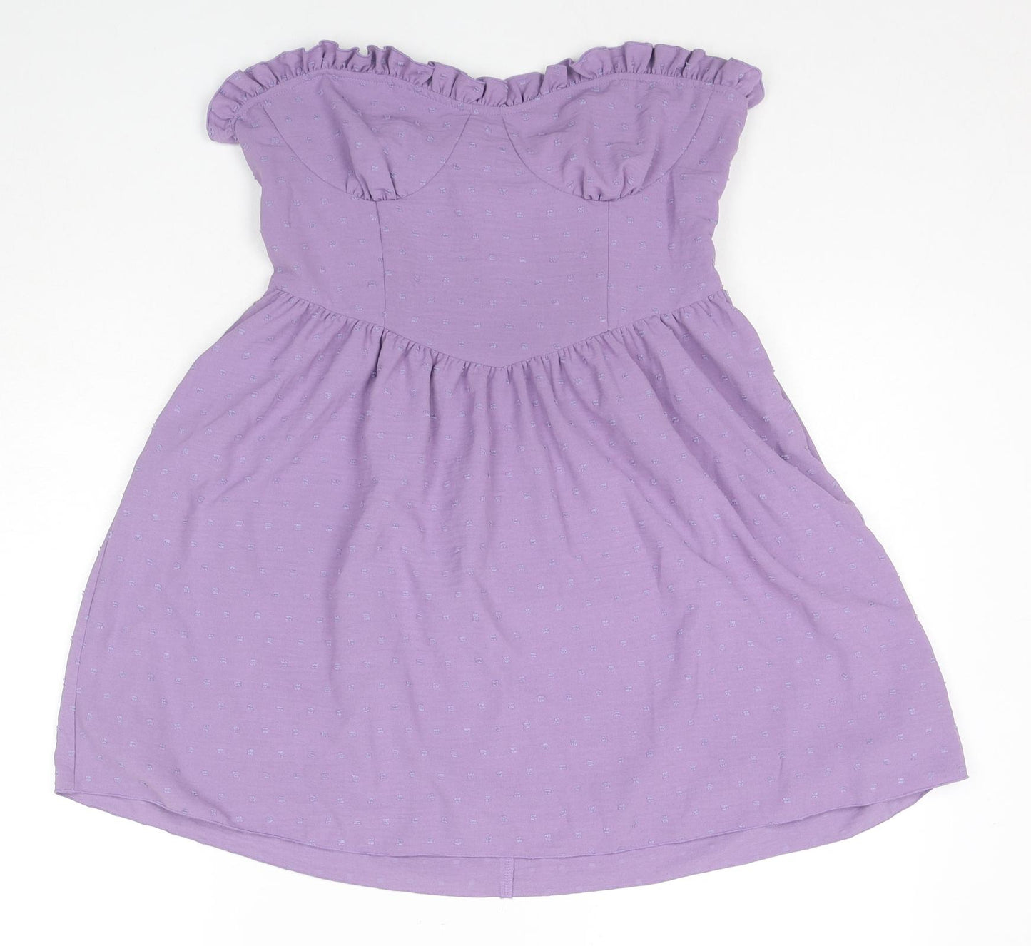 Nasty Gal Womens Purple Polka Dot Polyester Trapeze & Swing Size 14 Sweetheart Zip - Strapless