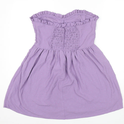 Nasty Gal Womens Purple Polka Dot Polyester Trapeze & Swing Size 14 Sweetheart Zip - Strapless