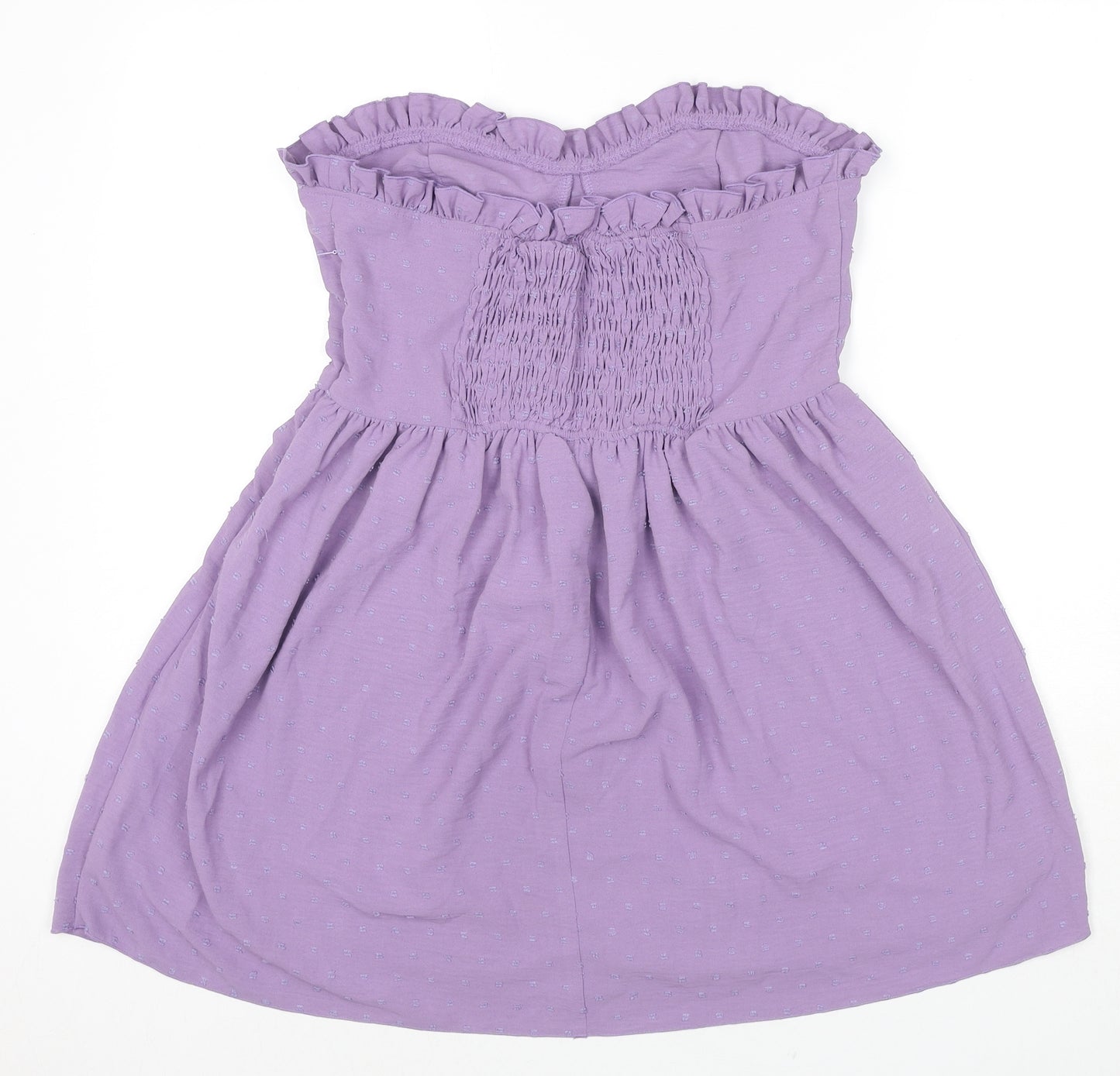 Nasty Gal Womens Purple Polka Dot Polyester Trapeze & Swing Size 14 Sweetheart Zip - Strapless