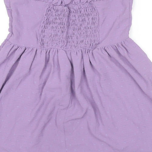 Nasty Gal Womens Purple Polka Dot Polyester Trapeze & Swing Size 14 Sweetheart Zip - Strapless