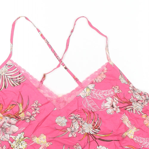 Marks and Spencer Womens Pink Floral Viscose Camisole Tank Size 18 V-Neck - Lace Detail
