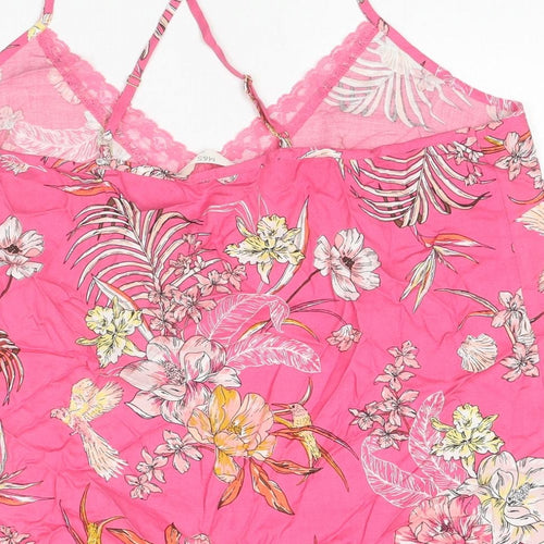 Marks and Spencer Womens Pink Floral Viscose Camisole Tank Size 18 V-Neck - Lace Detail