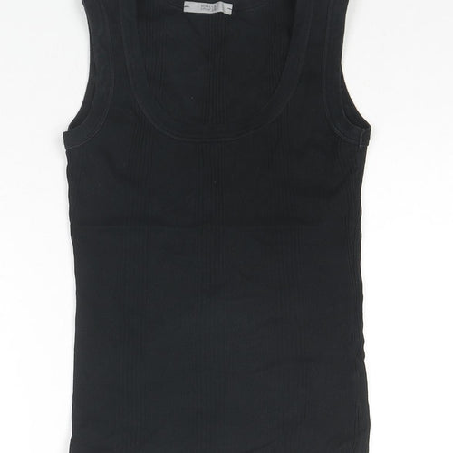 Marks and Spencer Womens Black Cotton Basic Tank Size S Round Neck