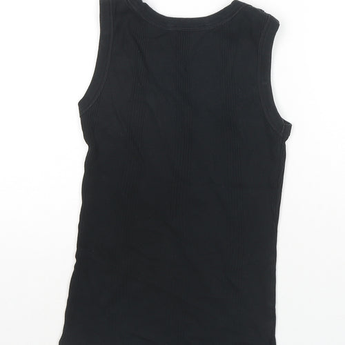 Marks and Spencer Womens Black Cotton Basic Tank Size S Round Neck