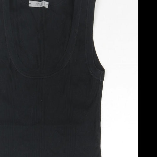 Marks and Spencer Womens Black Cotton Basic Tank Size S Round Neck