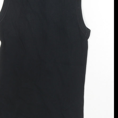 Marks and Spencer Womens Black Cotton Basic Tank Size S Round Neck