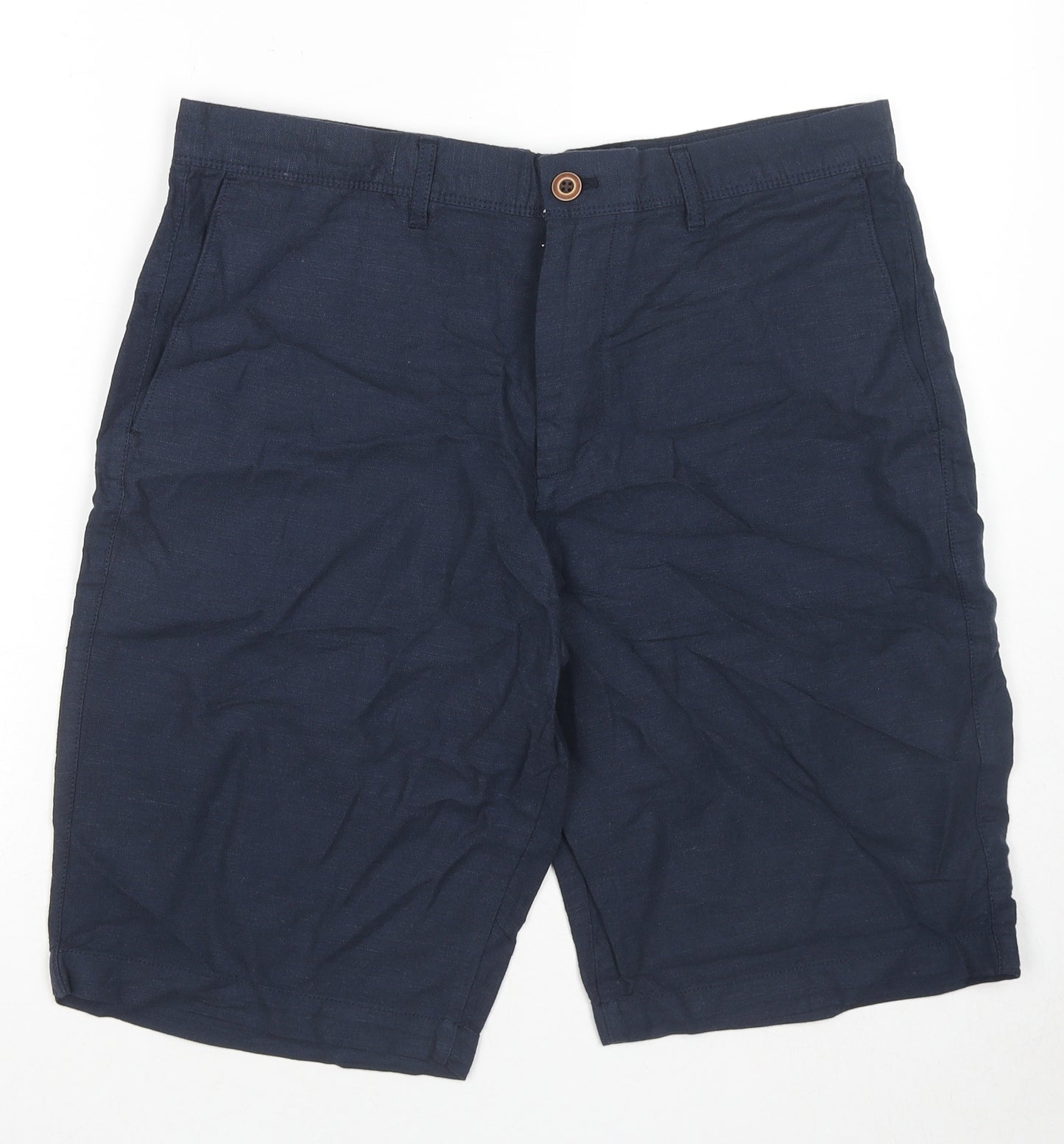Gap Mens Blue Linen Bermuda Shorts Size 32 in L12 in Regular Zip