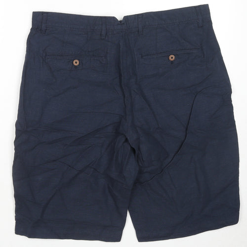 Gap Mens Blue Linen Bermuda Shorts Size 32 in L12 in Regular Zip