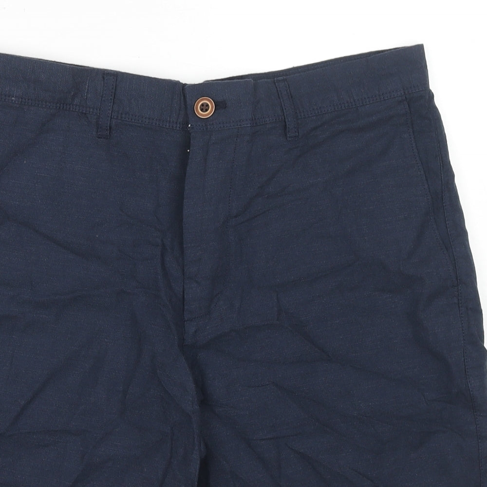 Gap Mens Blue Linen Bermuda Shorts Size 32 in L12 in Regular Zip