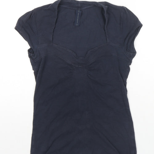NEXT Womens Blue Cotton Basic T-Shirt Size 8 Square Neck