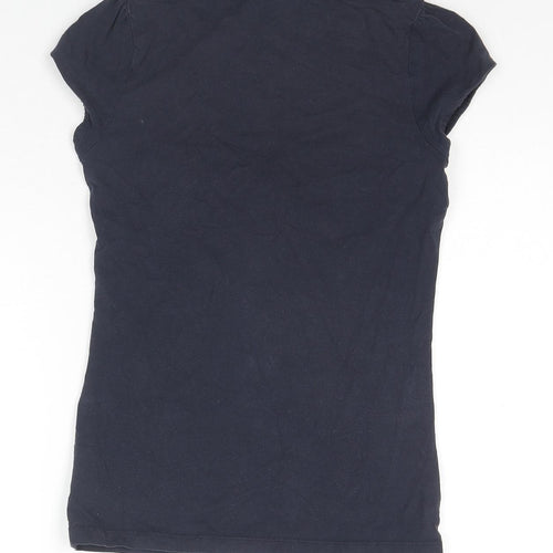 NEXT Womens Blue Cotton Basic T-Shirt Size 8 Square Neck