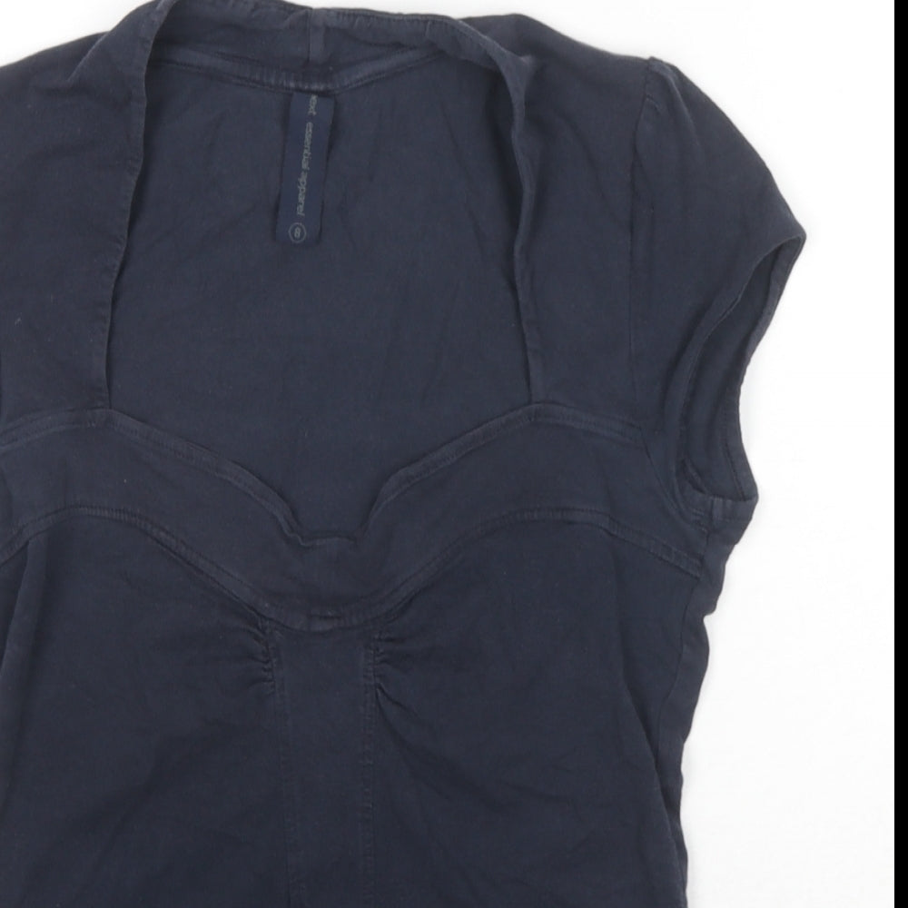 NEXT Womens Blue Cotton Basic T-Shirt Size 8 Square Neck