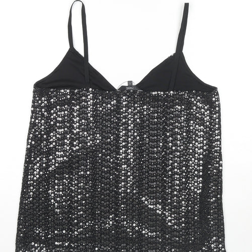 NEXT Womens Black Nylon Camisole Tank Size 12 V-Neck - Sequin Detail