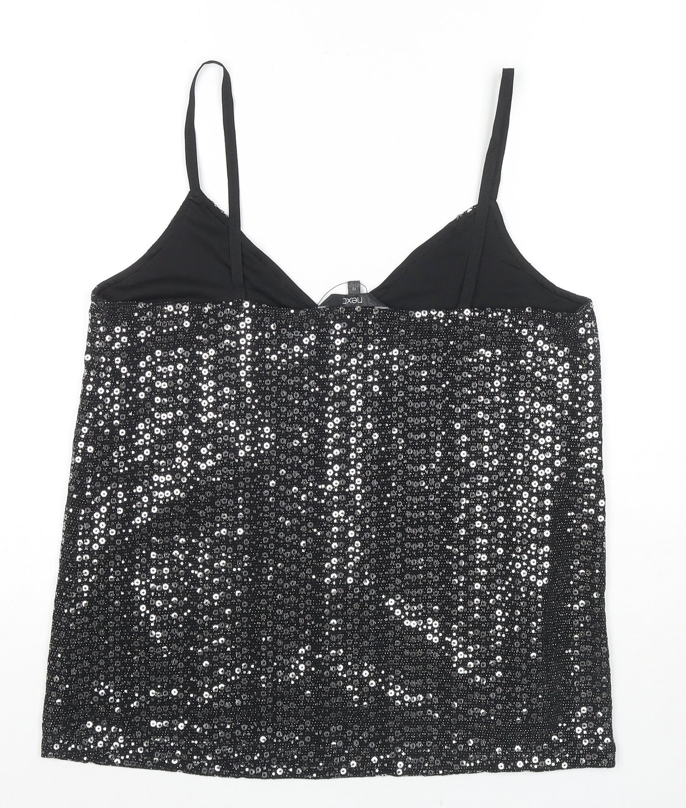 NEXT Womens Black Nylon Camisole Tank Size 12 V-Neck - Sequin Detail