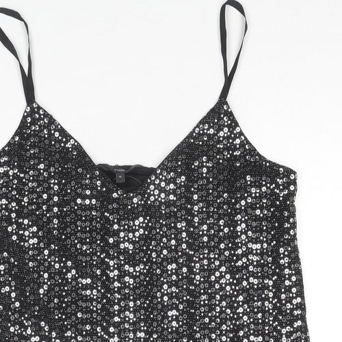 NEXT Womens Black Nylon Camisole Tank Size 12 V-Neck - Sequin Detail