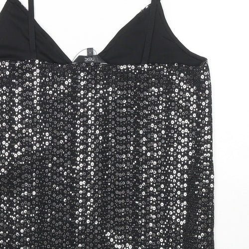 NEXT Womens Black Nylon Camisole Tank Size 12 V-Neck - Sequin Detail