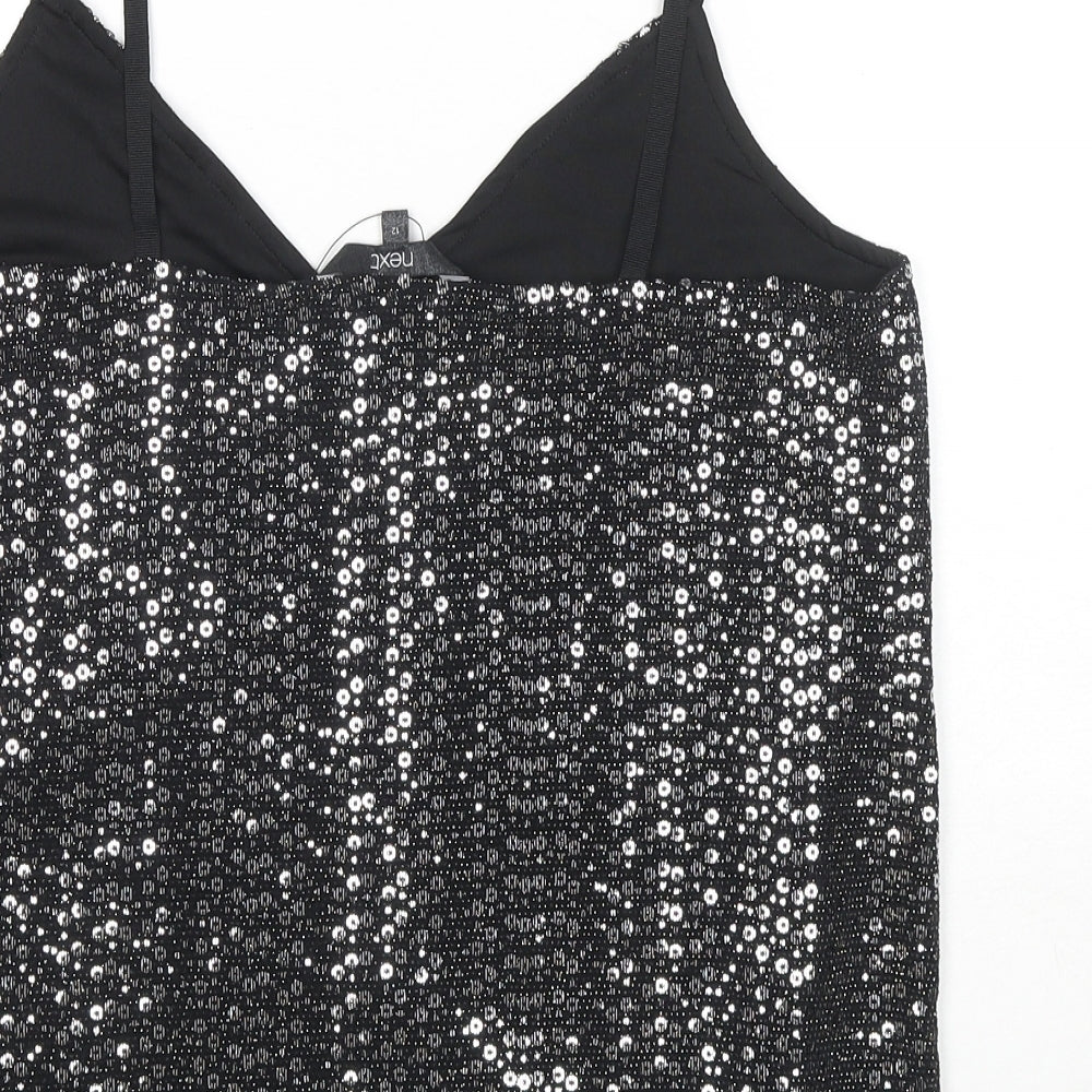 NEXT Womens Black Nylon Camisole Tank Size 12 V-Neck - Sequin Detail
