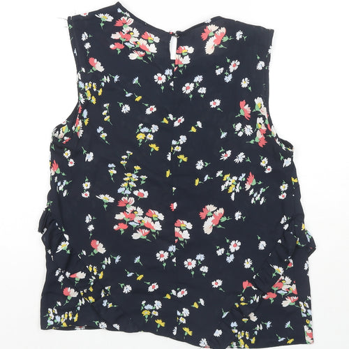 Red Herring Womens Blue Floral Polyester Basic Tank Size 10 Round Neck