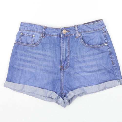 FOREVER 21 Womens Blue Cotton Boyfriend Shorts Size 27 in L3 in Regular Zip