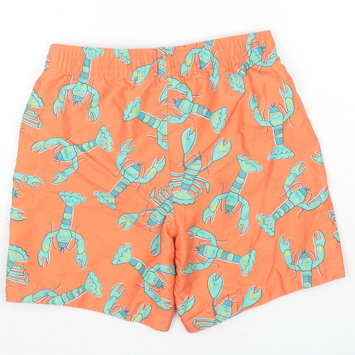 Frugi Boys Orange Polyester Utility Shorts Size 9-10 Years L6 in Regular Drawstring - Lobsters Swim Shorts