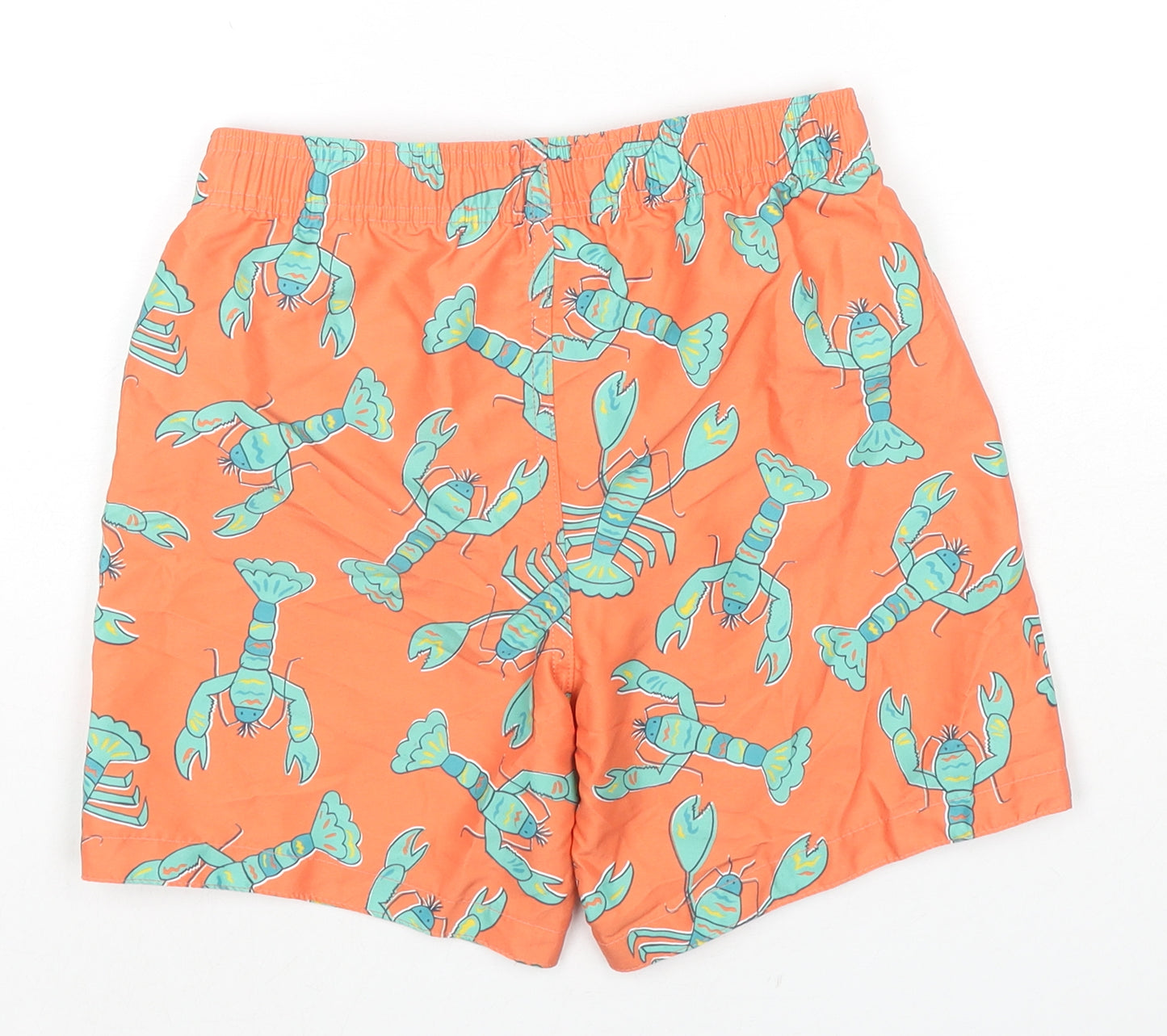 Frugi Boys Orange Polyester Utility Shorts Size 9-10 Years L6 in Regular Drawstring - Lobsters Swim Shorts