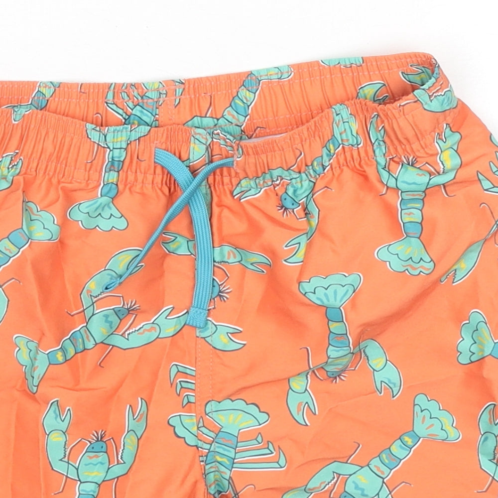 Frugi Boys Orange Polyester Utility Shorts Size 9-10 Years L6 in Regular Drawstring - Lobsters Swim Shorts