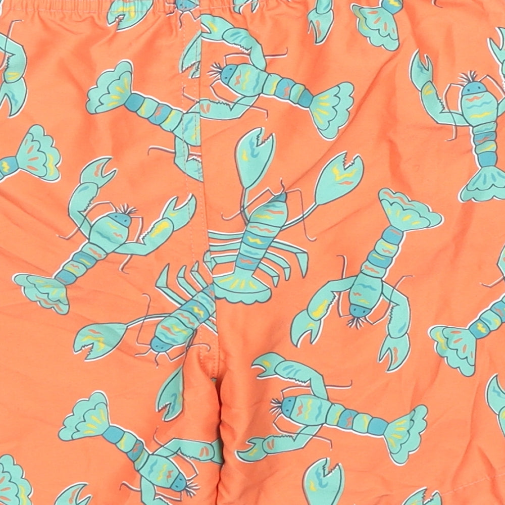 Frugi Boys Orange Polyester Utility Shorts Size 9-10 Years L6 in Regular Drawstring - Lobsters Swim Shorts