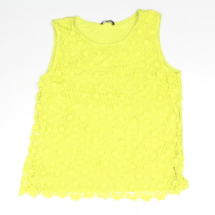 Roman Womens Yellow Viscose Basic Tank Size 20 Round Neck - Lace Detail