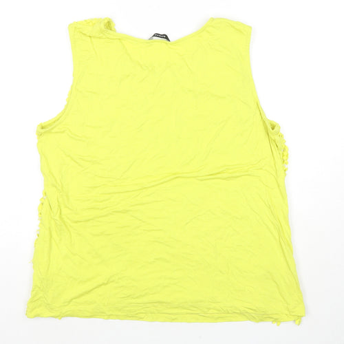 Roman Womens Yellow Viscose Basic Tank Size 20 Round Neck - Lace Detail