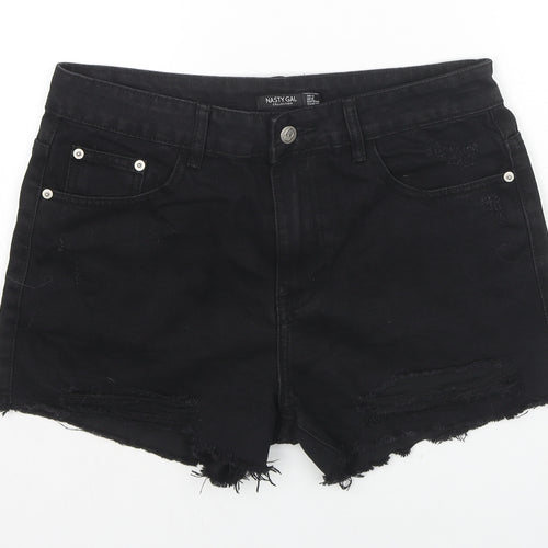 Nasty Gal Womens Black Cotton Cut-Off Shorts Size 12 L3 in Regular Zip