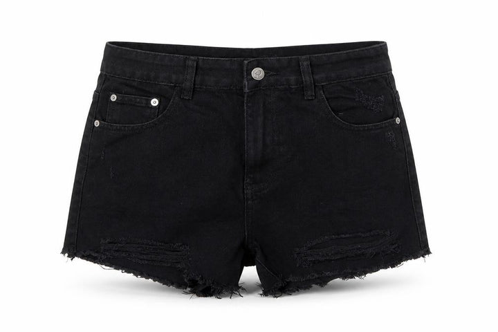 Nasty Gal Womens Black Cotton Cut-Off Shorts Size 12 L3 in Regular Zip
