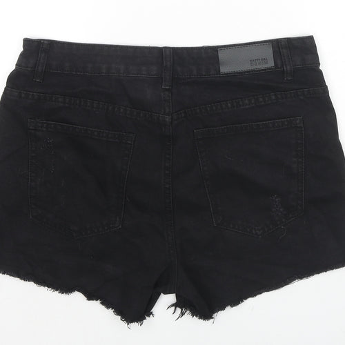 Nasty Gal Womens Black Cotton Cut-Off Shorts Size 12 L3 in Regular Zip