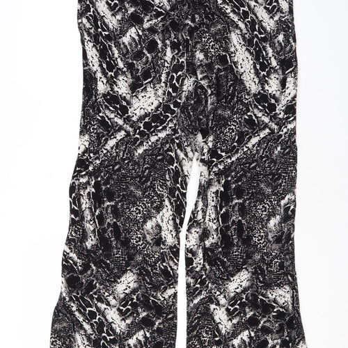 Joan Vass Womens Black Animal Print Viscose Trousers Size M L29 in Regular Drawstring - Snake Skin Print