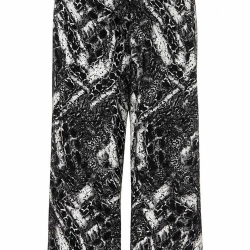 Joan Vass Womens Black Animal Print Viscose Trousers Size M L29 in Regular Drawstring - Snake Skin Print
