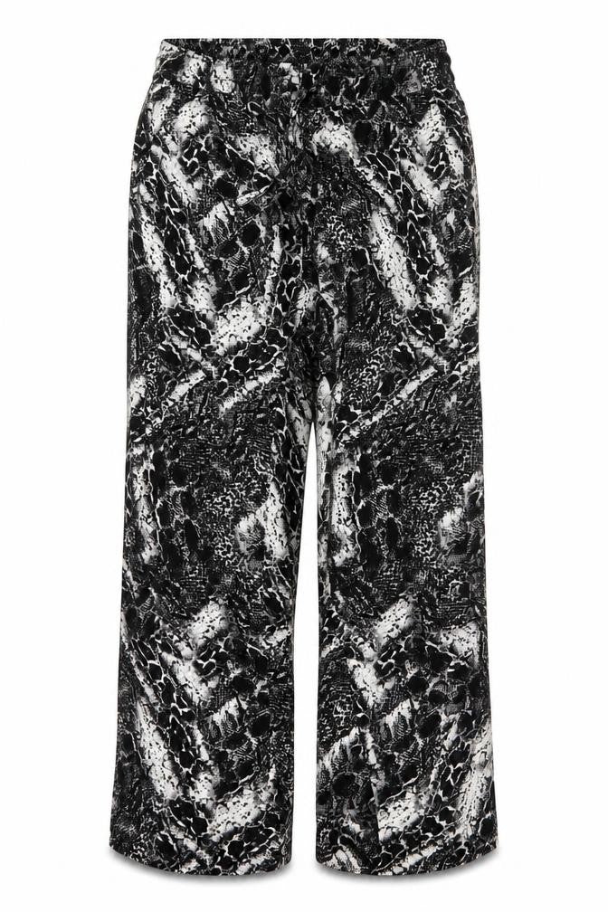 Joan Vass Womens Black Animal Print Viscose Trousers Size M L29 in Regular Drawstring - Snake Skin Print