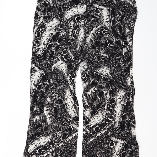 Joan Vass Womens Black Animal Print Viscose Trousers Size M L29 in Regular Drawstring - Snake Skin Print