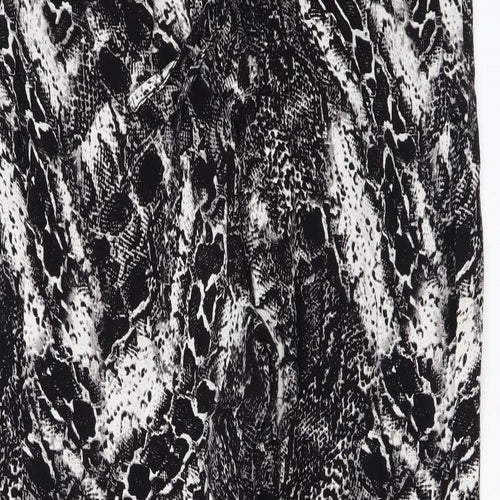 Joan Vass Womens Black Animal Print Viscose Trousers Size M L29 in Regular Drawstring - Snake Skin Print