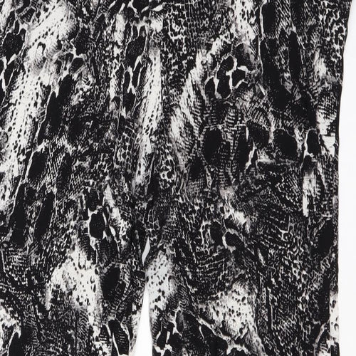 Joan Vass Womens Black Animal Print Viscose Trousers Size M L29 in Regular Drawstring - Snake Skin Print