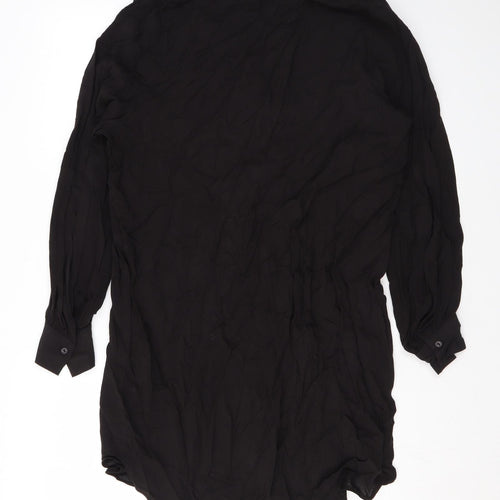 H&M Womens Black Viscose A-Line Size S V-Neck Button