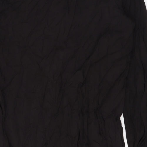 H&M Womens Black Viscose A-Line Size S V-Neck Button