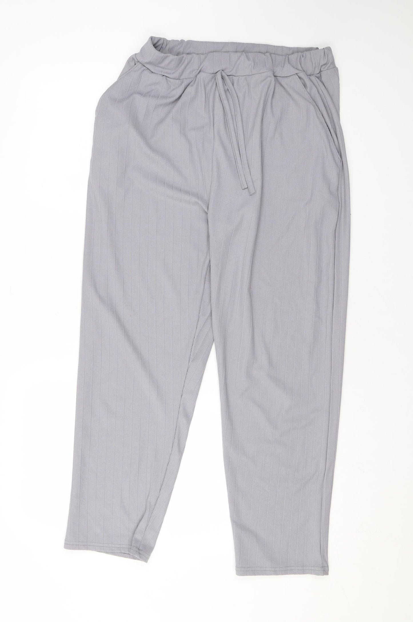 Misspap Womens Grey Polyester Trousers Size M L25 in Regular Drawstring